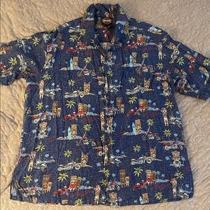 Harley-Davidson Blue Tiki Print Men's Shirt
